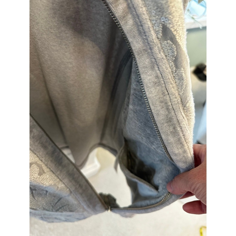 Zenergy by Chico's women's heather gray sequin velour zip front jacket SIze 1 - Picture 3 of 6